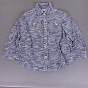 Time and Tru Shacket Shirt Jacket Men's Large 12-14 Blue White Marled Cotton